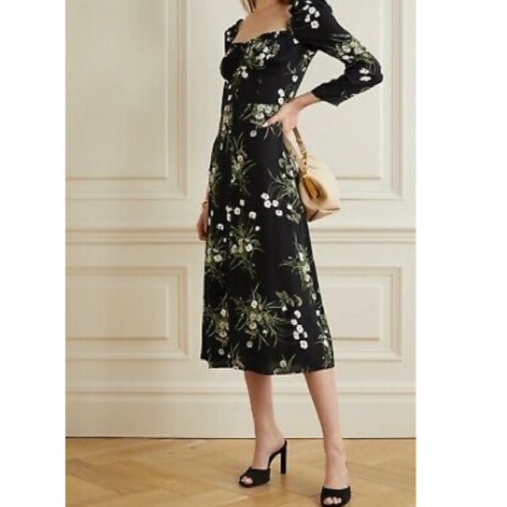 Reformation Fairway Floral-Print Crepe Midi Dress